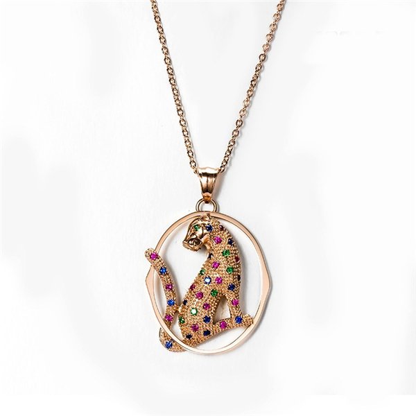 316L Stainless Steel Leopard Animal Pendant Necklace Wisdom Gift for Women