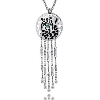 Hypoallergenic 316L Stainless Steel Quicksand Leopard Head Pendant Necklace Tarnish Resistant
