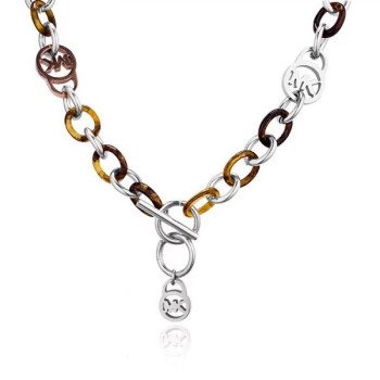 High-Polish Stainless Steel Figaro Link Necklace Wholesale