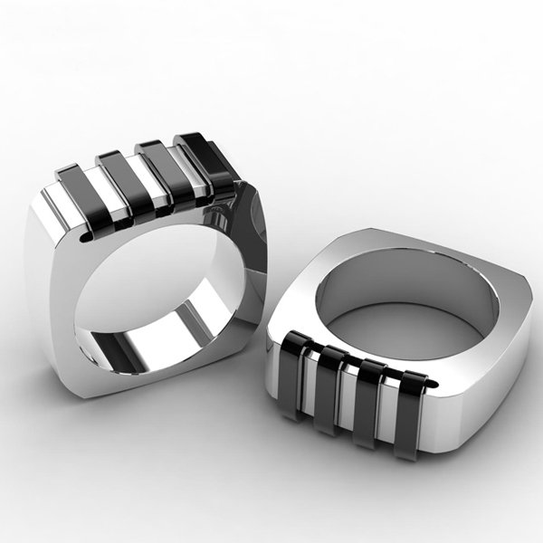 Wholesale Men's Minimalist 316L Stainless Steel Linear Band Ring