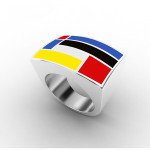 Wholesale Bold 316L Stainless Steel Chunky Geometric Enamel Ring