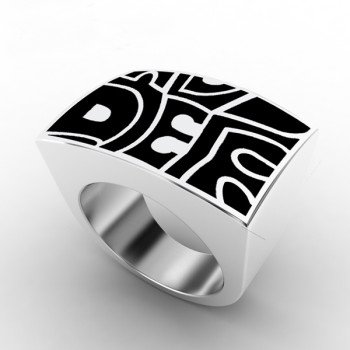 Wholesale Bold 316L Stainless Steel Chunky Geometric Enamel Ring