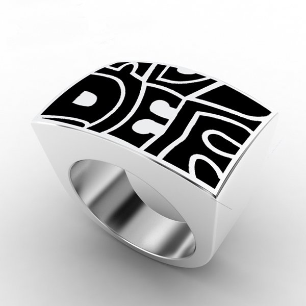 Wholesale Bold 316L Stainless Steel Chunky Geometric Enamel Ring