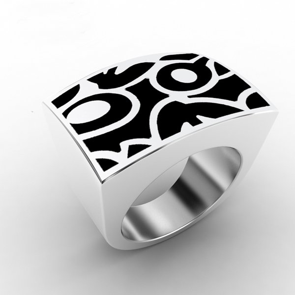 Wholesale Bold 316L Stainless Steel Chunky Geometric Enamel Ring
