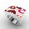 Wholesale Bold 316L Stainless Steel Chunky Geometric Enamel Ring