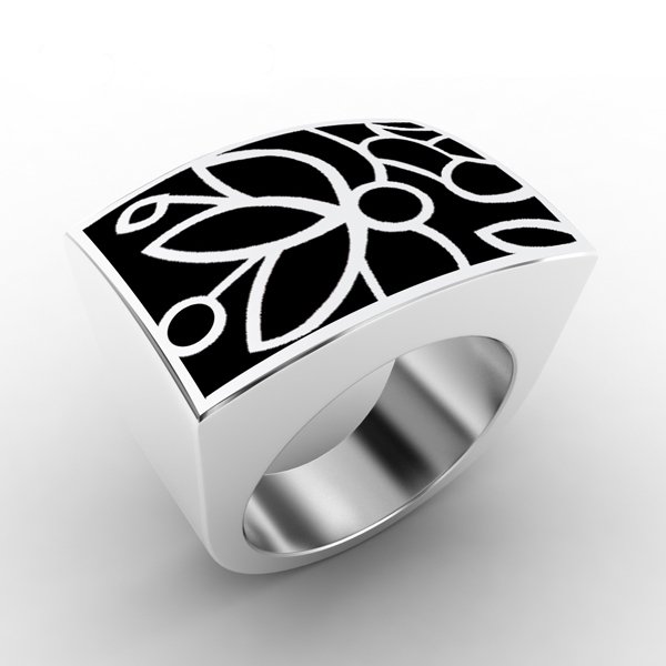 Wholesale Bold 316L Stainless Steel Chunky Geometric Enamel Ring