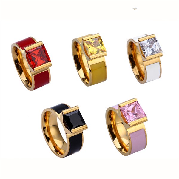 Wholesale 316L Stainless Steel Colorful CZ Birthstone Eternity Ring