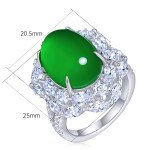 925 Sterling Silver Natural Green Chalcedony Precious Gemstone Ring Wholesale