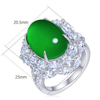 925 Sterling Silver Natural Green Chalcedony Precious Gemstone Ring Wholesale