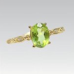 Natural Peridot Gemstone Gold Plated Sterling Silver Ring For Women