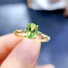 Natural Peridot Gemstone Gold Plated Sterling Silver Ring For Women