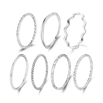 Wholesale Minimalist Open Layered Band Silver Ring For Daily Wear