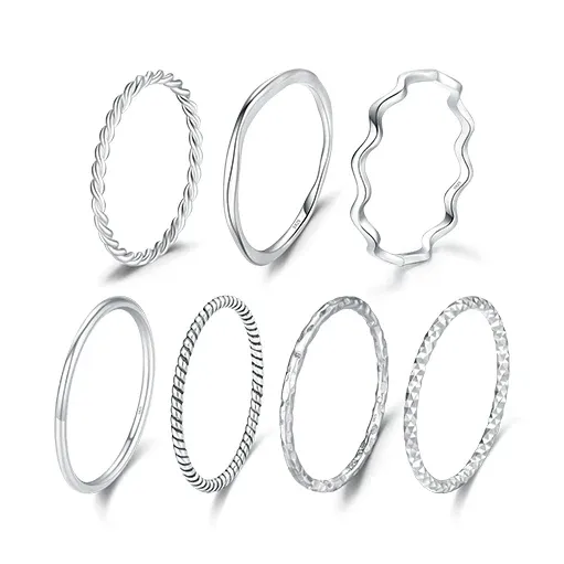 Wholesale Minimalist Open Layered Band Silver Ring For Daily Wear