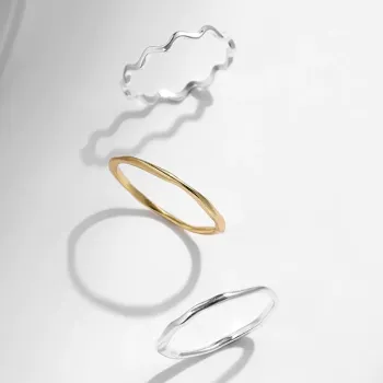 Wholesale Minimalist Open Layered Band Silver Ring For Daily Wear