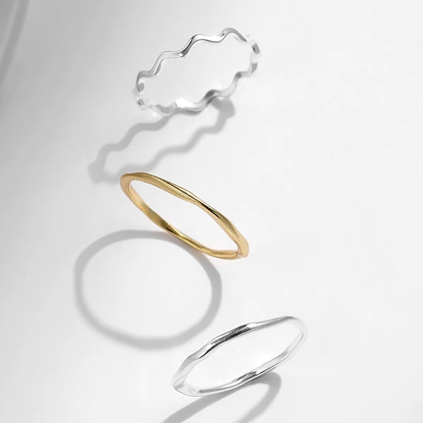 Wholesale Minimalist Open Layered Band Silver Ring For Daily Wear